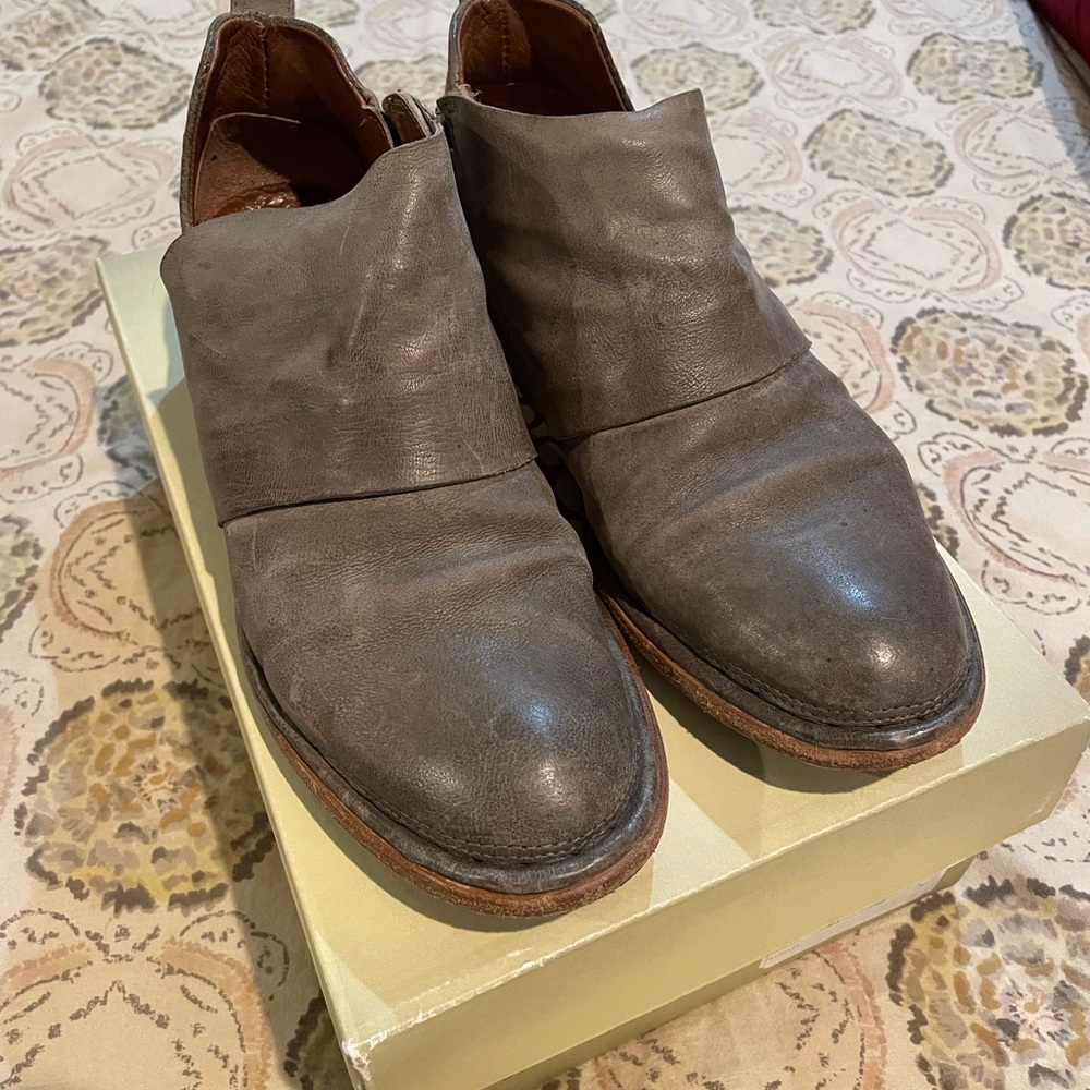 Ladies Leather Side Zip A.S. 98 Ankle Boots, Gray, size 40